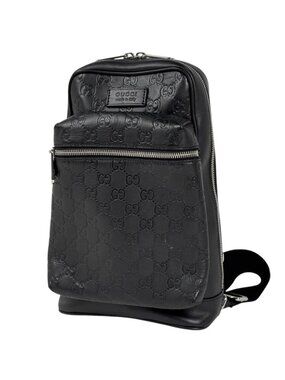 Gucci Guccissima Shoulder Bag Leather Black